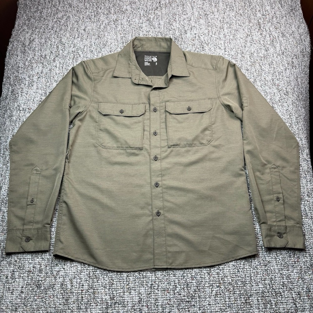 Mountain Hardwear Canyon Shirt Mens Small Long Sleeve Button Up Vented Green